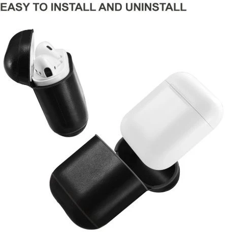 Evelatus Tylny pokrowiec Apple Airpods Leather apsauginis dėklas Juodas EVE001339
