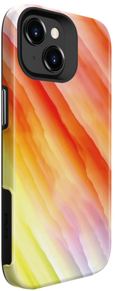 Dėklas Evelatus Armor Case iPhone 15 TPU + PC Dubultā Slāņa Pielāgojams Dzeltenā Oranžā Druka Šoku Izturīga Cieta Aizsardzība