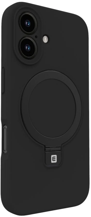 Evelatus iPhone 16 Premium Magsafe ar statīvu Soft Touch Silikona apvalks Melns