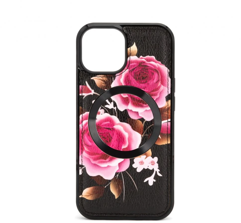 Evelatus Apple iPhone 14 Odinis dėklas Zipper Design Flower Juodas