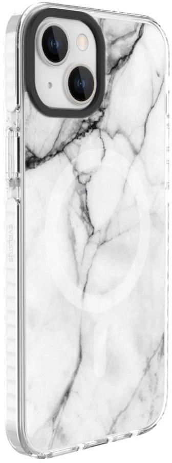 Dėklas Evelatus Apple iPhone 15 Plus PC+TPU With MagSafe Customized Print Marble Baltas