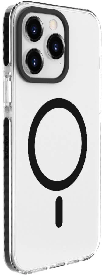 Dėklas Evelatus Apple iPhone 15 Pro Max Clear Case PC+TPU With MagSafe Transparent Juodas