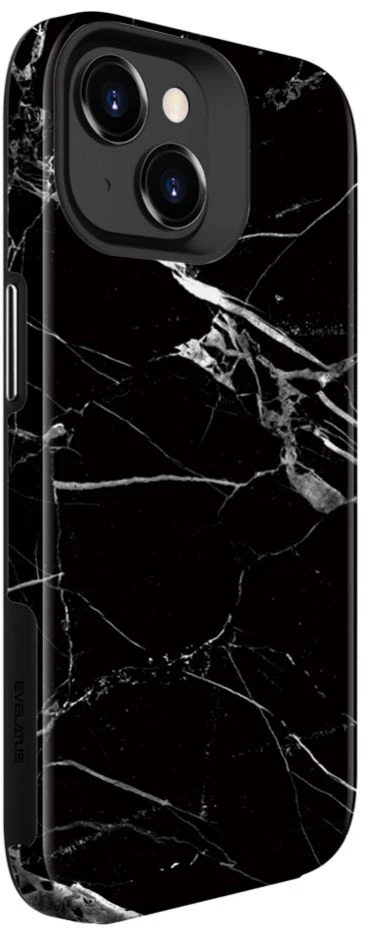 Dėklas Evelatus Armor apvalks iPhone 15 TPU + PC divslāņu pielāgots marmora juodas druka triecienizturīga izturība