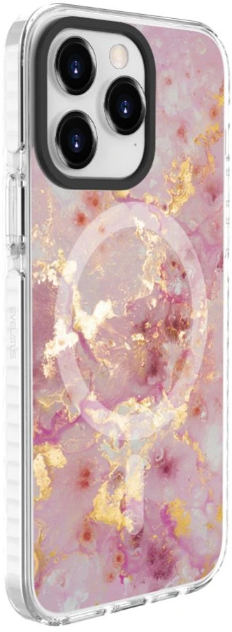 Dėklas Evelatus Apple iPhone 15 Pro PC+TPU With MagSafe Customized Print Marble Rožinė