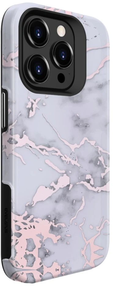Dėklas Evelatus Apple iPhone 15 Pro Max Armor case TPU+PC Customized Print Design Marble Sidabrinis
