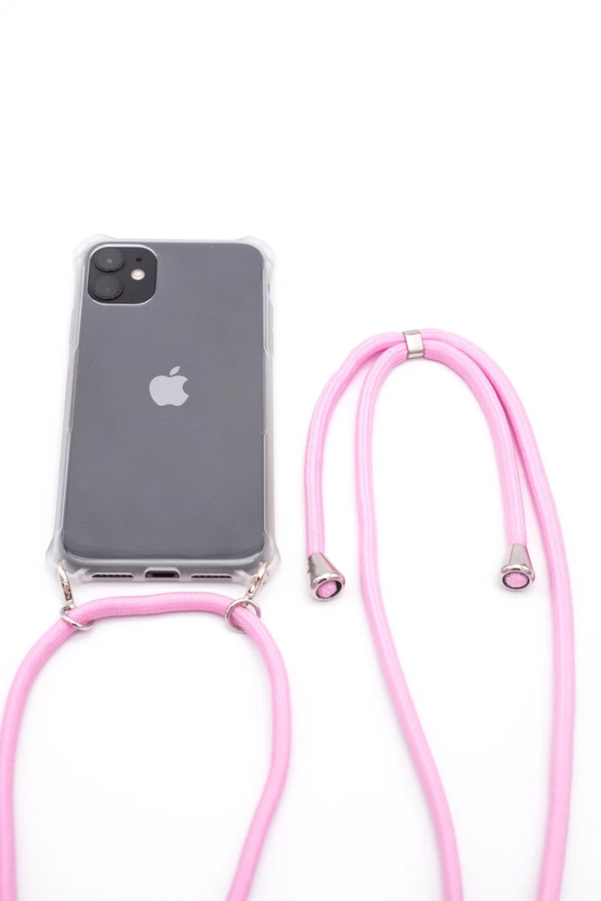 Dėklas Evelatus Apple iPhone 11 Pro Max Silicone Transparent with Necklace TPU Strap Transparent