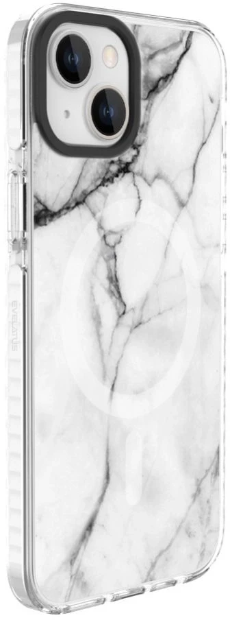 Dėklas Evelatus Apple iPhone 15 Plus PC+TPU With MagSafe Customized Print Marble Baltas