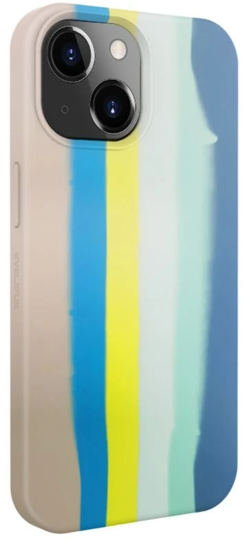 Dėklas Evelatus iPhone 15 Silikona Vāks Daudzkrāsains Dizains Zils-Rozā Gradient