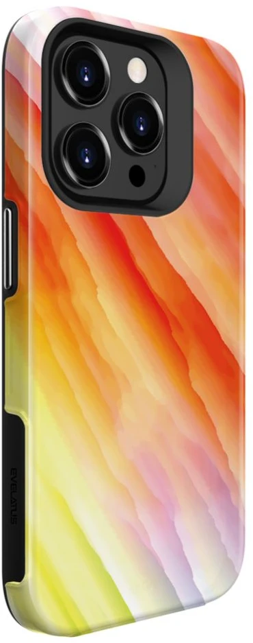 Dėklas Evelatus iPhone 15 Pro Armor Case TPU + PC Drukāts dizains Dzeltena-Oranža