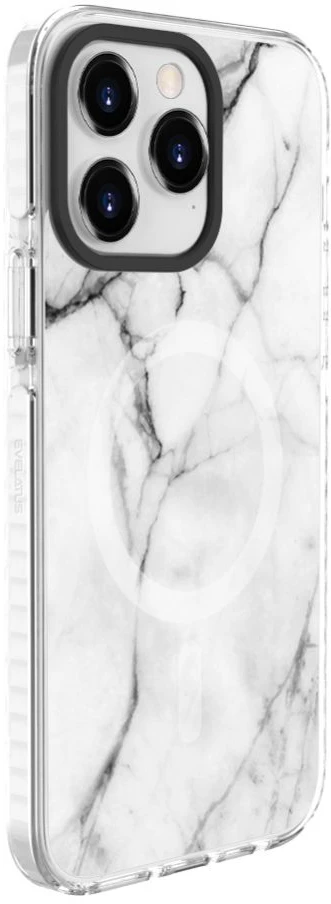 Dėklas Evelatus iPhone 15 Pro Max PC+TPU ar MagSafe pielāgotu marmora baltu druku