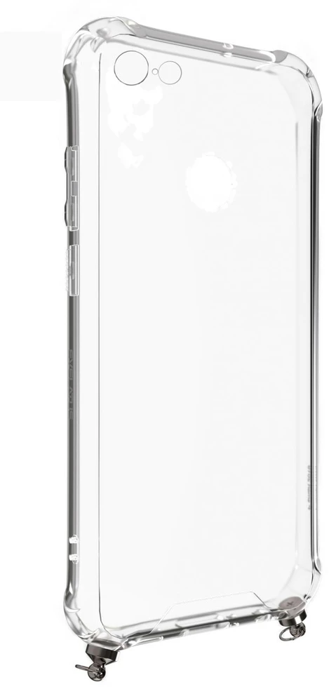 Dėklas Evelatus Apple iPhone 6/6S Silicone Transparent with Necklace TPU Strap Sidabrinis