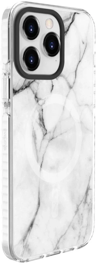 Dėklas Evelatus iPhone 15 Pro Max PC+TPU ar MagSafe pielāgotu marmora baltu druku