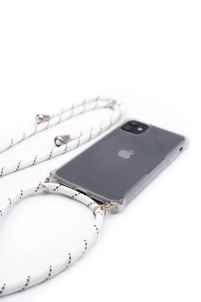 Dėklas Evelatus Apple iPhone 11 Silicone Transparent with Necklace TPU Strap Transparent