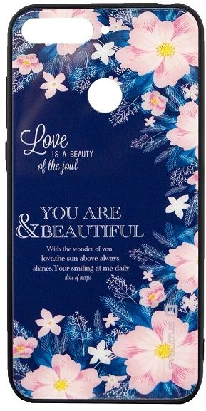 Dėklas Evelatus Huawei Y6 2018 Picture Glass Case Flower Power