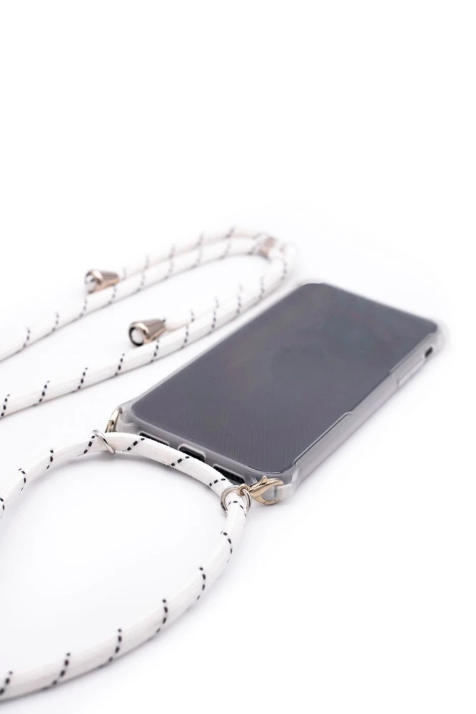 Dėklas Evelatus Samsung A50 Case with rope Baltas Stripes Transparent
