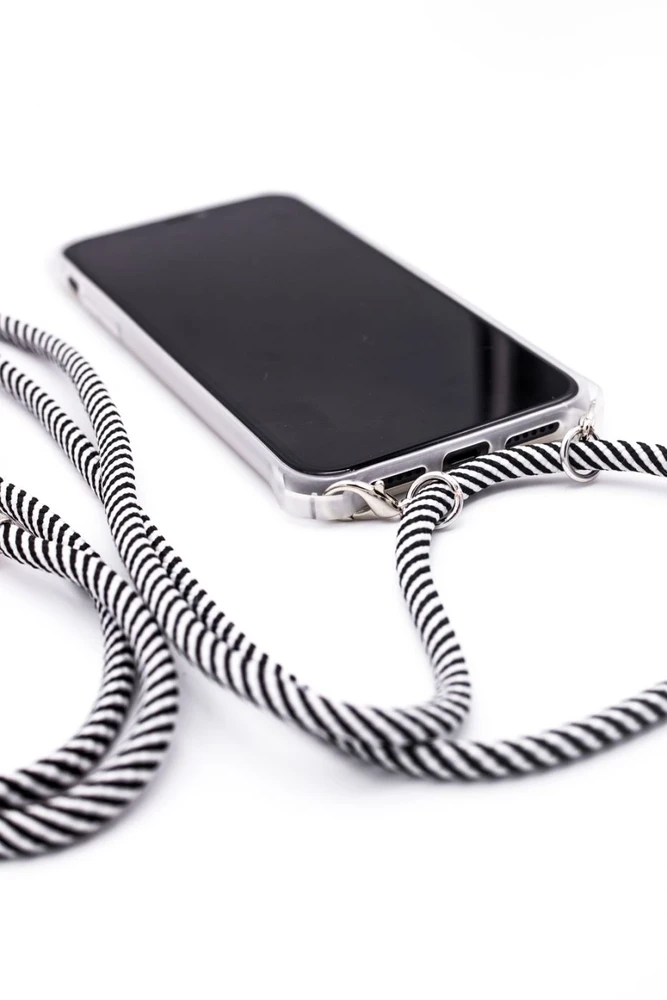 Dėklas Evelatus Samsung A70 Case with rope Juodas Stripes Transparent