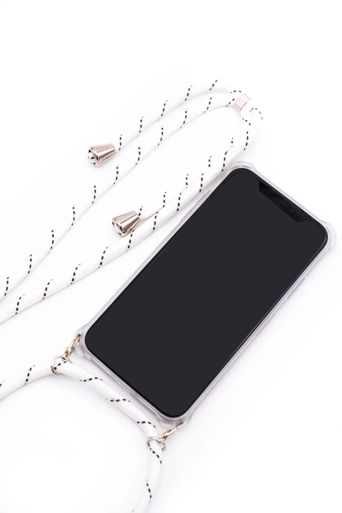 Dėklas Evelatus Samsung A70 Case with rope Baltas Stripes Transparent