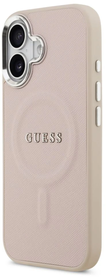 Guess PU Saffiano MagSafe dėklas skirtas Apple iPhone 17 rožinės spalvos