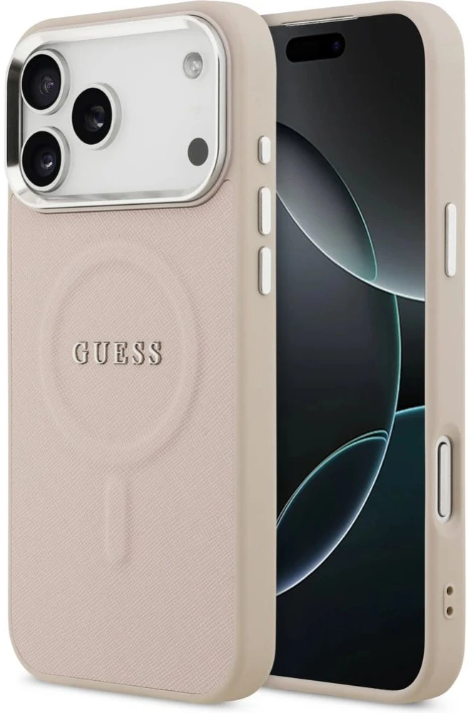 Guess PU Saffiano MagSafe dėklas skirtas Apple iPhone 17 Pro Max rožinės spalvoa