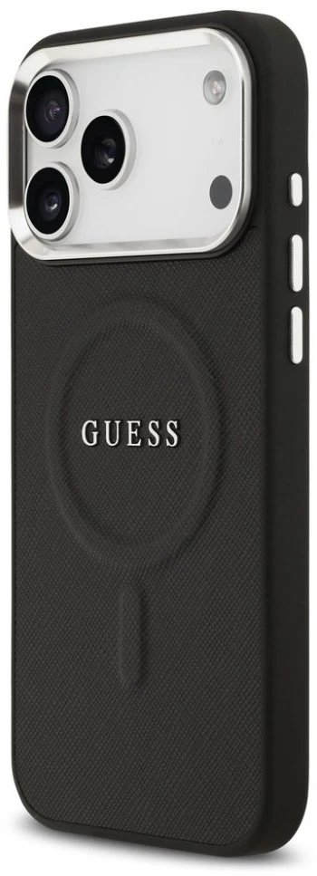 Guess PU Saffiano MagSafe dėklas skirtas iPhone 17 Pro Max juodos spalvos