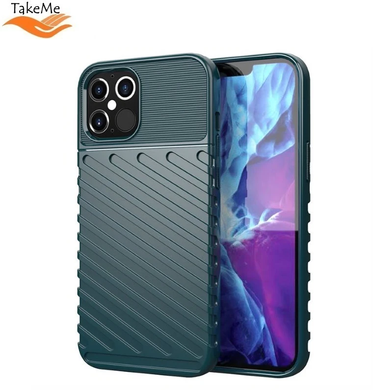 TakeMe Thunder TPU itin plonas galinio dangtelio dėklas, skirtas Apple iPhone 12 Pro Max Tamsiai žalias