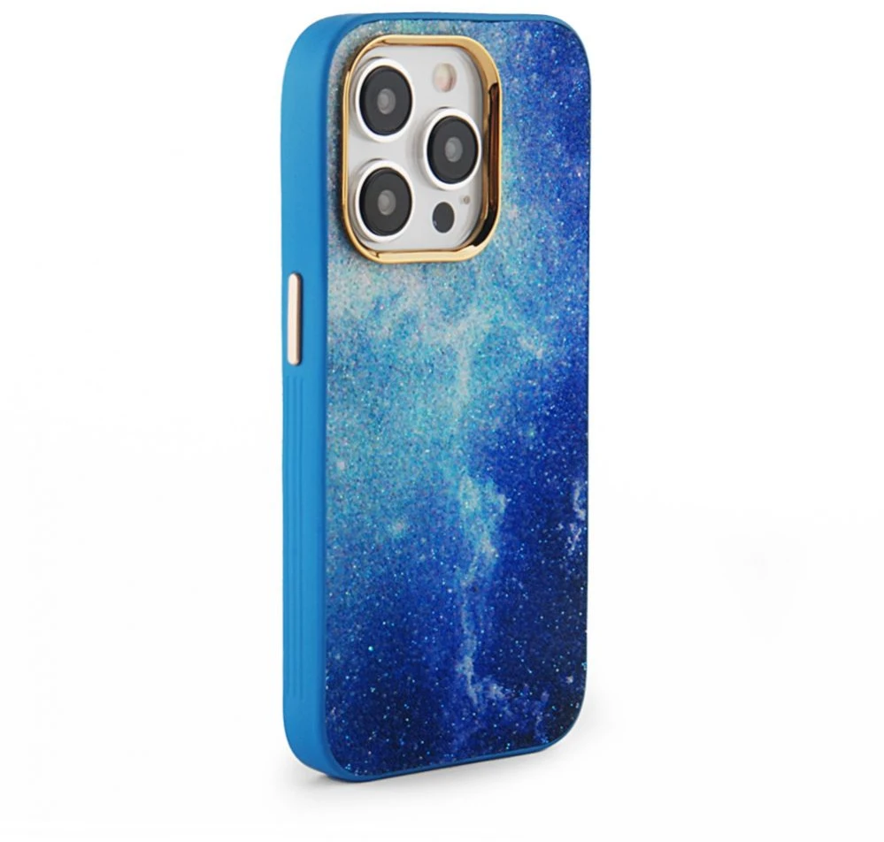 Dėklas „iLike“ galinis dangtelis Apple iPhone 14 Pro telefonui su spauda ir pritaikytais deimantais Mėlyna ILIAPP14PPDDBL