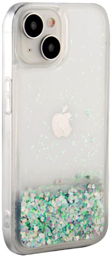 iLike Tylny pokrowiec Apple iPhone 15 Silikoninis dėklas Vanduo Glitter Sidabrinis ILIAPP15SWGS