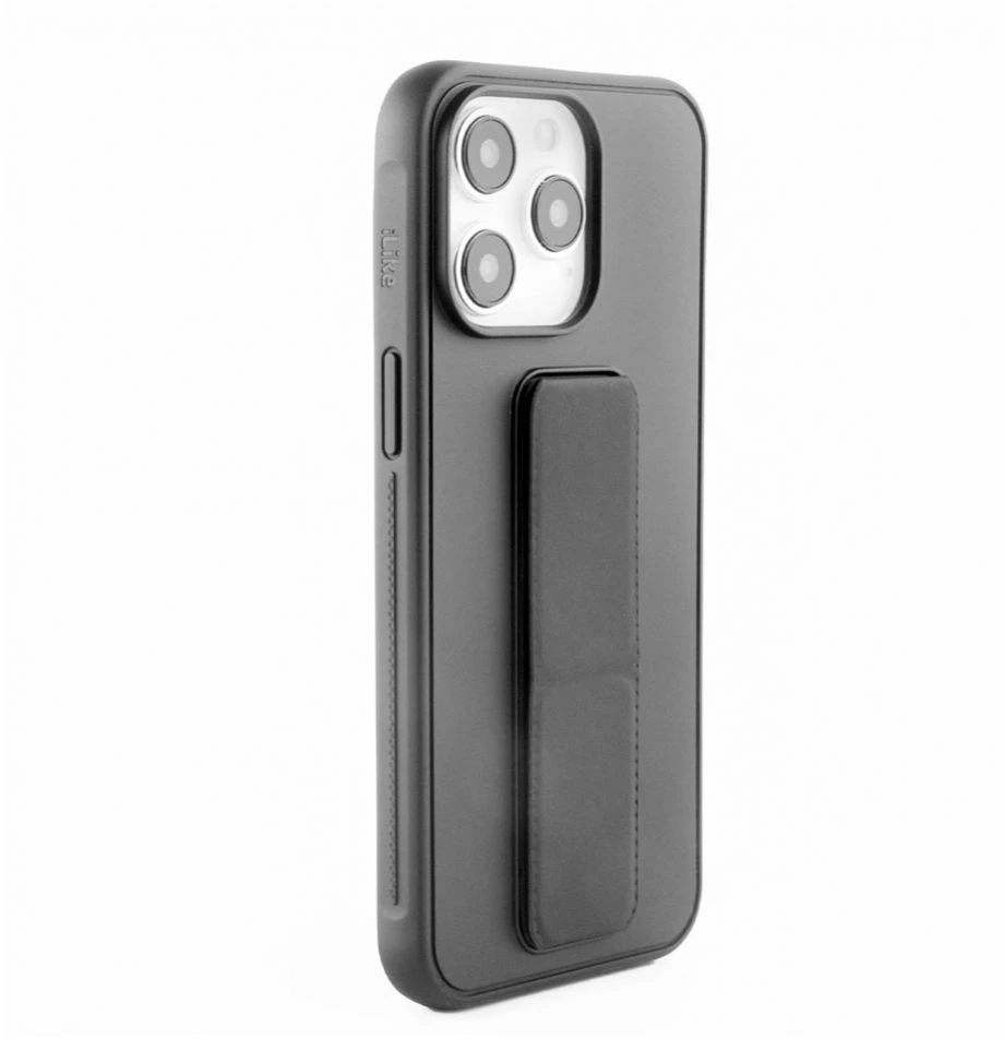 iLike Tylny pokrowiec Apple iPhone 15 Pro Silikoninis dėklas with stand Juodas ILIAPP15PSWSB