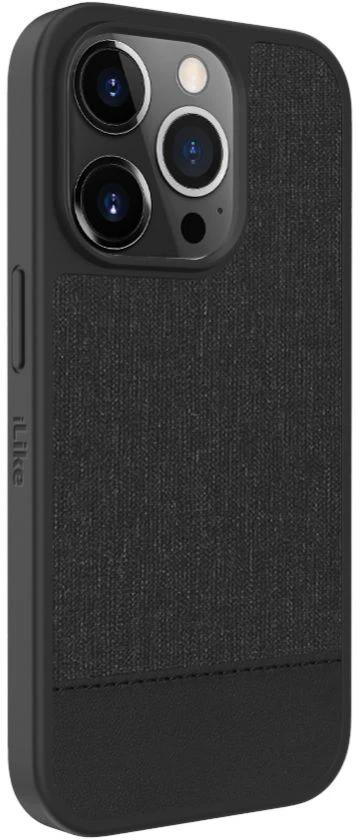 Dėklas iLike Apple iPhone 14 Pro plastikinis odinis galinis dangtelis Juodas ILIAP141LWBL