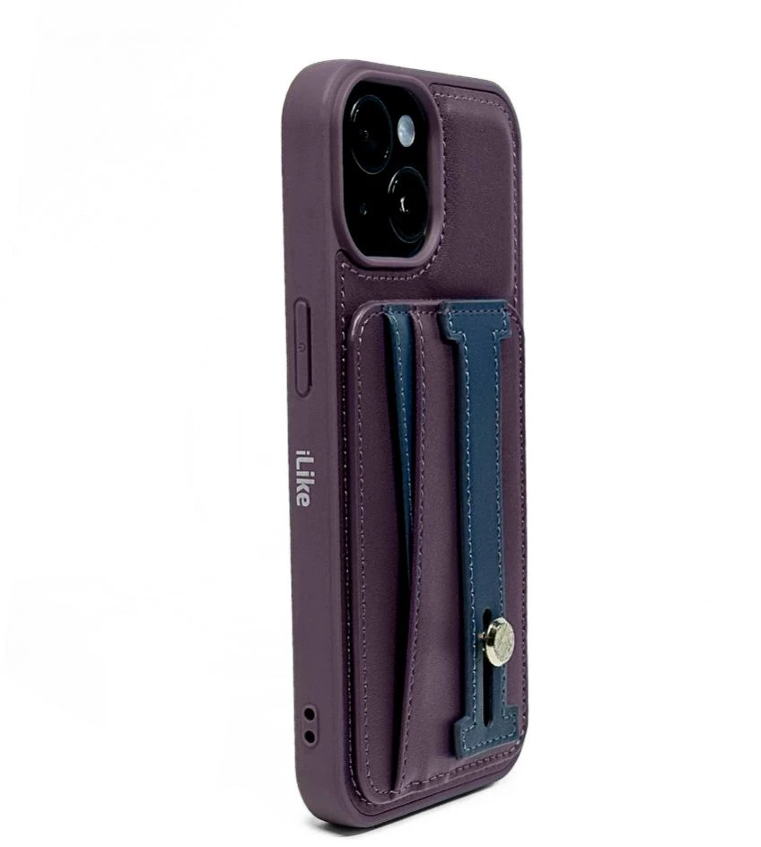 iLike galinis dangtelis Apple iPhone 15 odinis kišeninis dėklas Violetinė ILIAPP15LPP