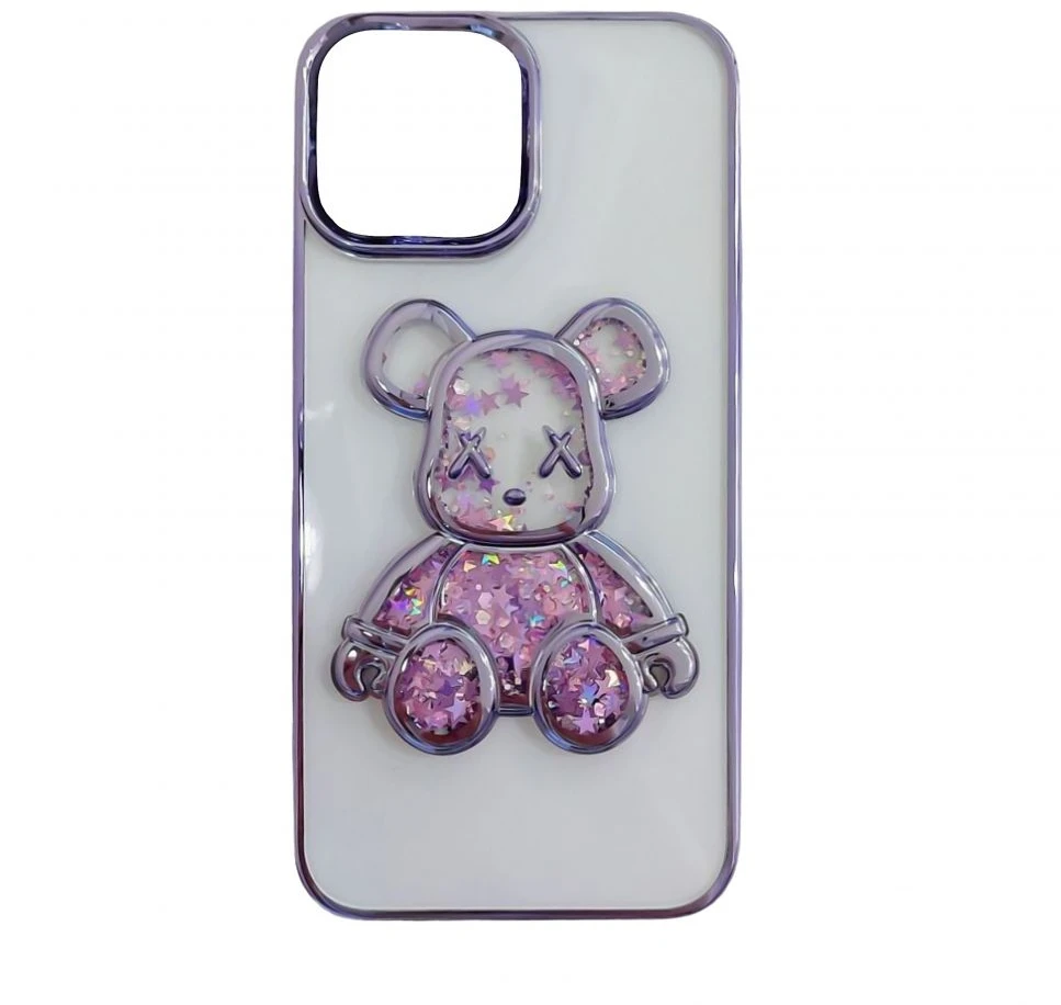 iLike Tylny pokrowiec Apple iPhone 13 Silikoninis dėklas Print Desire Bear Violetinė ILIAPP13PDBPR