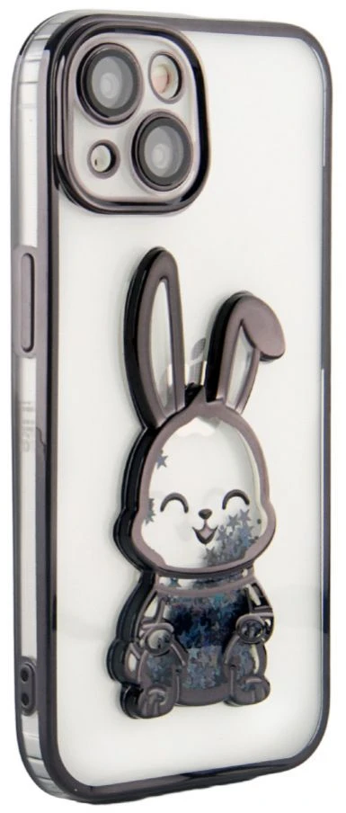 iLike Tylny pokrowiec Apple iPhone 15 Silikoninis dėklas Print Desire Rabbit Juodas ILIAPP15PDRPB