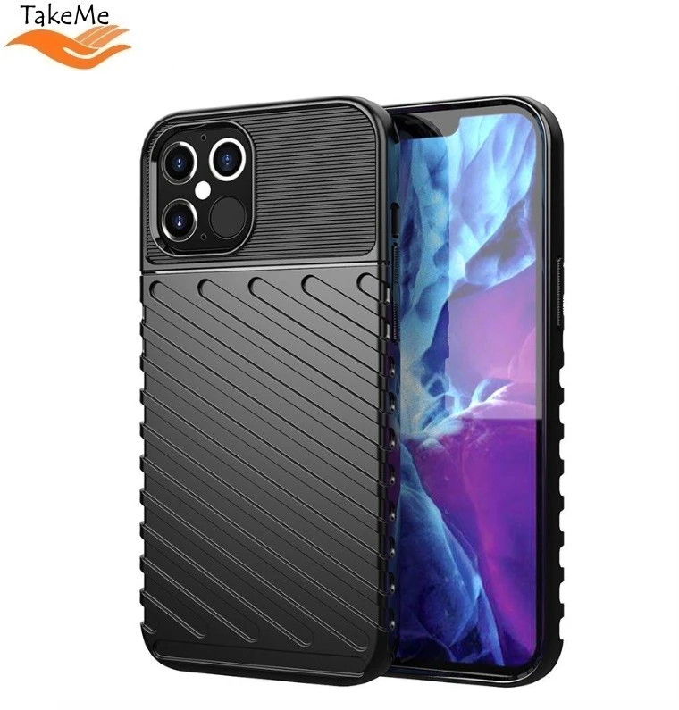 TakeMe Thunder TPU itin plonas galinio dangtelio dėklas, skirtas Apple iPhone 12 Pro Max Juodas