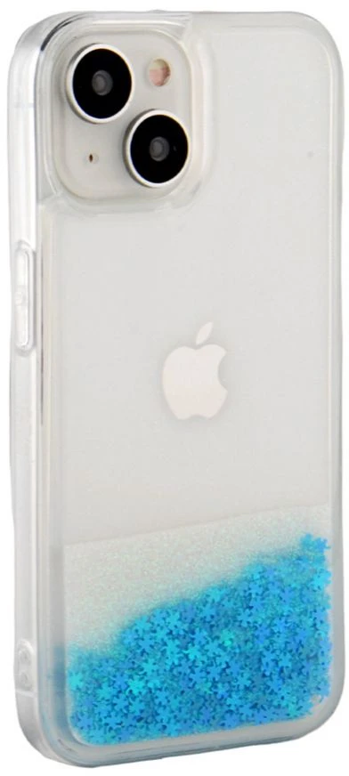 iLike Tylny pokrowiec Apple iPhone 15 Silikoninis dėklas Vanduo Glitter Mėlyna ILIAPP15SWGB