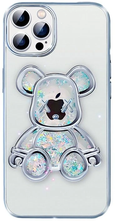 iLike Tylny pokrowiec Apple iPhone 14 Pro Silikoninis dėklas Print Desire Bear Sidabrinis ILIAPP14PPDBS