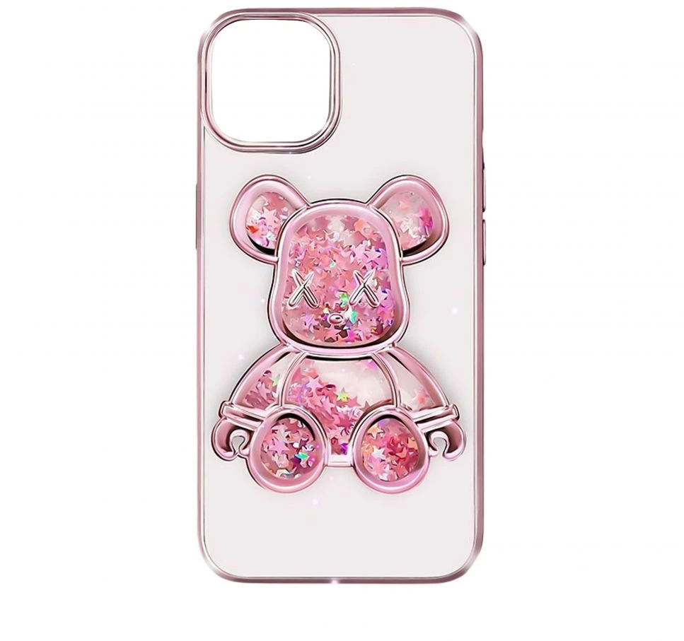 iLike Tylny pokrowiec Apple iPhone 14 Silikoninis dėklas Print Desire Bear Rožinė ILIAPP14PDBP