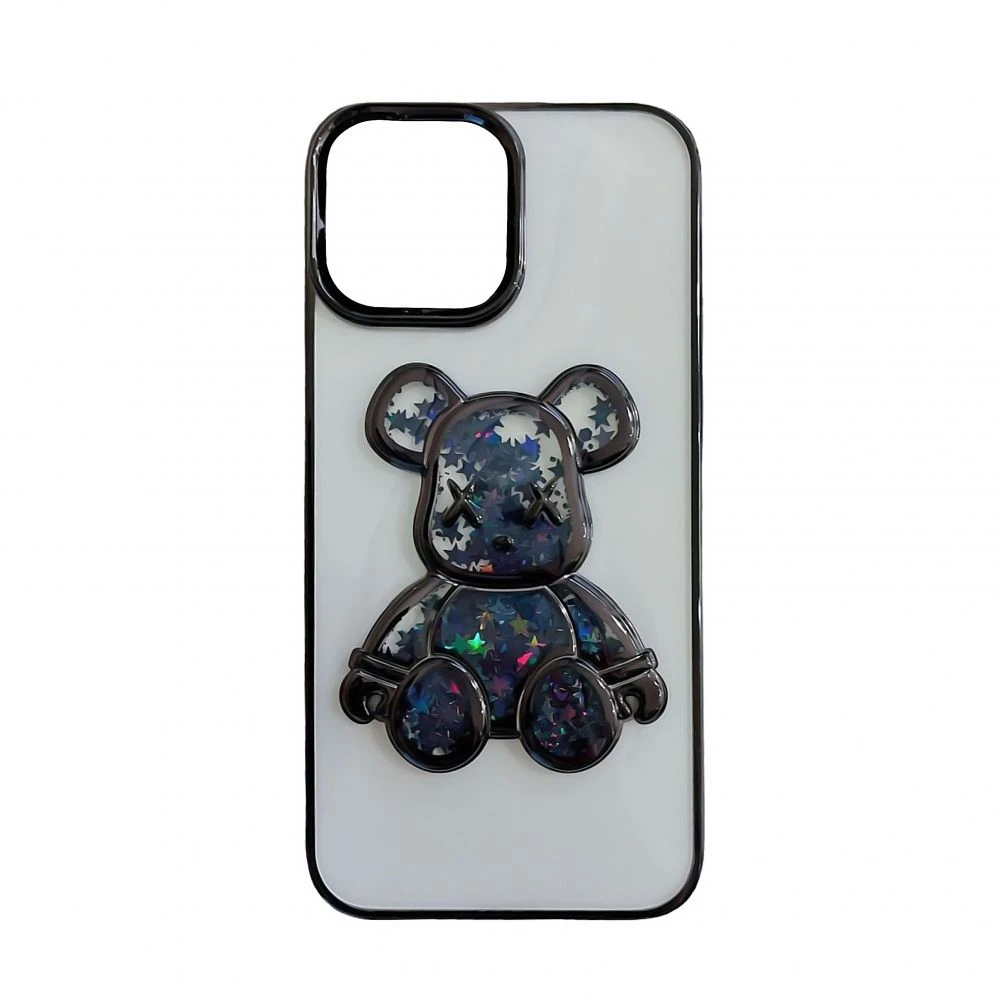iLike Tylny pokrowiec Apple iPhone 15 Silikoninis dėklas Print Desire Bear Juodas ILIAPP15PDBB