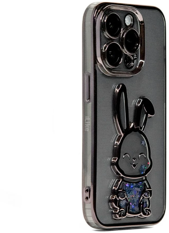iLike Tylny pokrowiec Apple iPhone 14 Pro Max Silikoninis dėklas Print Desire Rabbit Juodas ILIAPP14PMPDRB