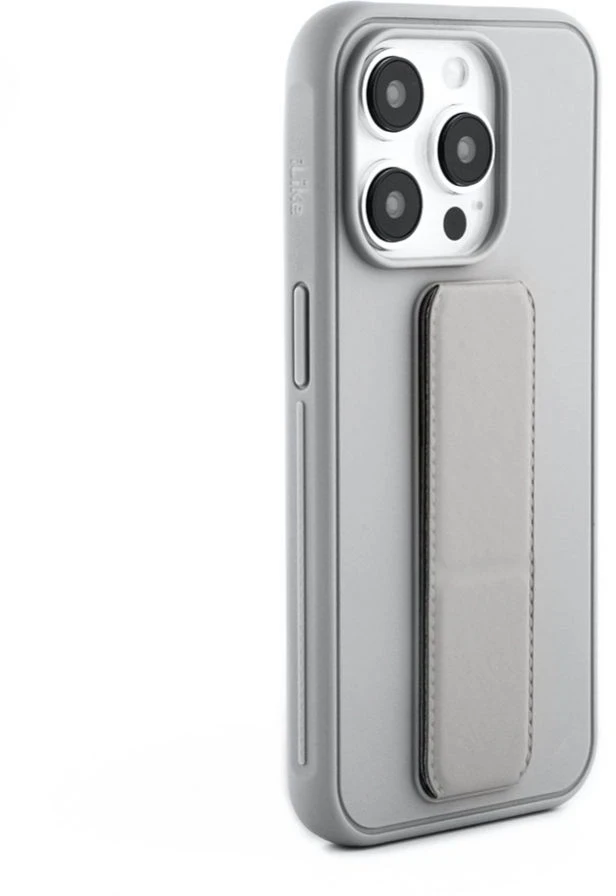 iLike Tylny pokrowiec Apple iPhone 15 Pro Silikoninis dėklas with stand Sidabrinis ILIAPP15PSWSS