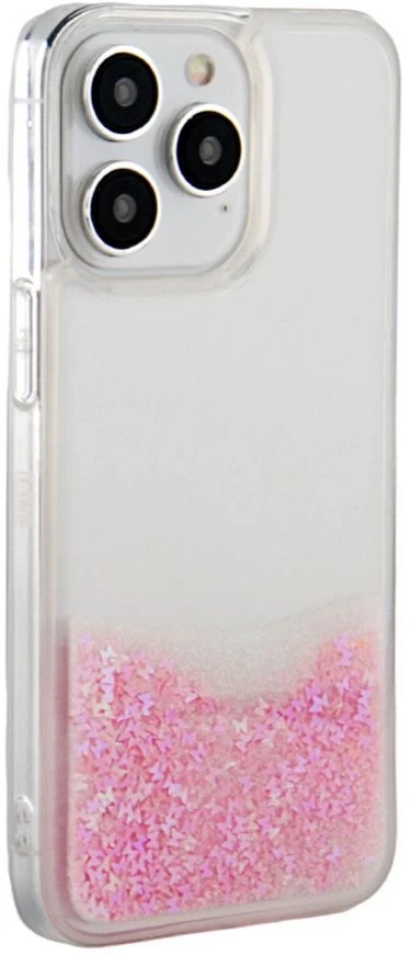 iLike Tylny pokrowiec Apple iPhone 15 Pro Silikoninis dėklas Vanduo Glitter Rožinė ILIAPP15PSWGP