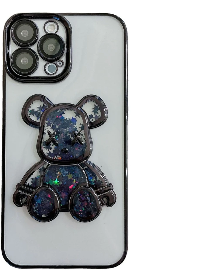 iLike Apple iPhone 15 Pro Max Silikoninis dėklas Print Desire Bear Juodas