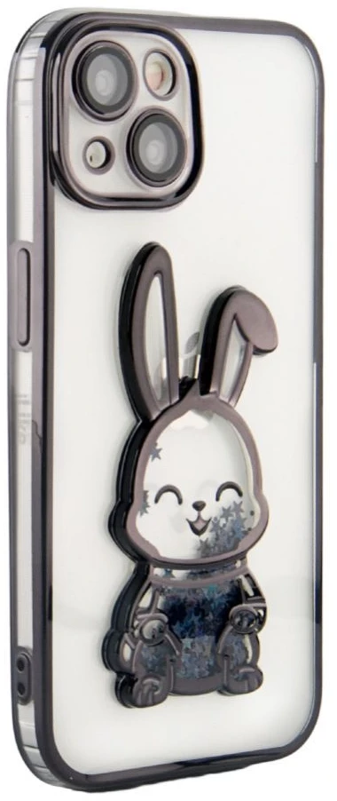 iLike Tylny pokrowiec Apple iPhone 15 Silikoninis dėklas Print Desire Rabbit Juodas ILIAPP15PDRPB