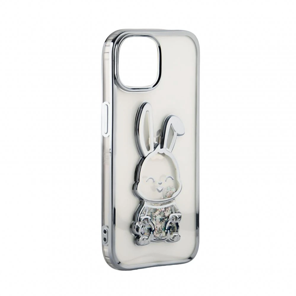iLike Tylny pokrowiec Apple iPhone 15 Silikoninis dėklas Print Desire Rabbit Sidabrinis ILIAPP15PDRPS