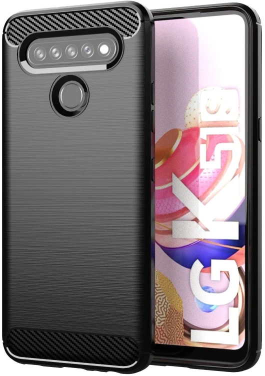 TakeMe CARBON efekto TPU itin plonas galinio dangtelio dėklas, skirtas LG K41s / K51s Juodas