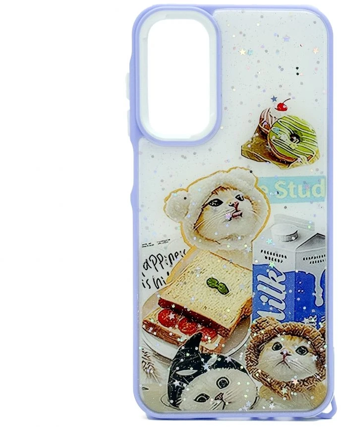 iLike galinis dangtelis Samsung Galaxy A15 epoksidinės plėvelės dėklas Violetinė Balta ILISAMA15ECCWB