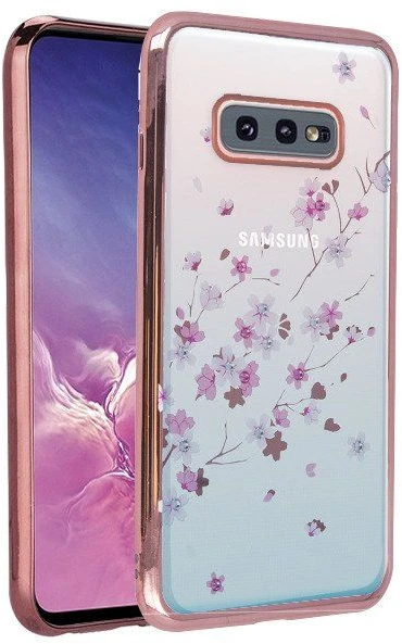 Greengo iLike Samsung Dėklas telefono galinis dangtelis Galaxy S10E G970 Flower Rose Gold GRGS10EG970FRRG