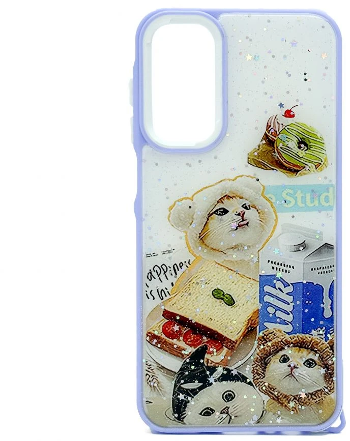iLike galinis dangtelis Samsung Galaxy A15 epoksidinės plėvelės dėklas Violetinė Balta ILISAMA15ECCWB