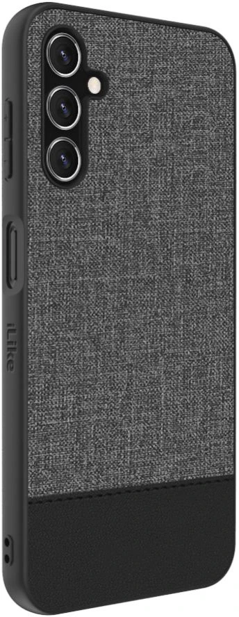 Dėklas iLike Samsung Galaxy A14 5G plastikinis odinis galinis dangtelis pilkas ILISAM145LG