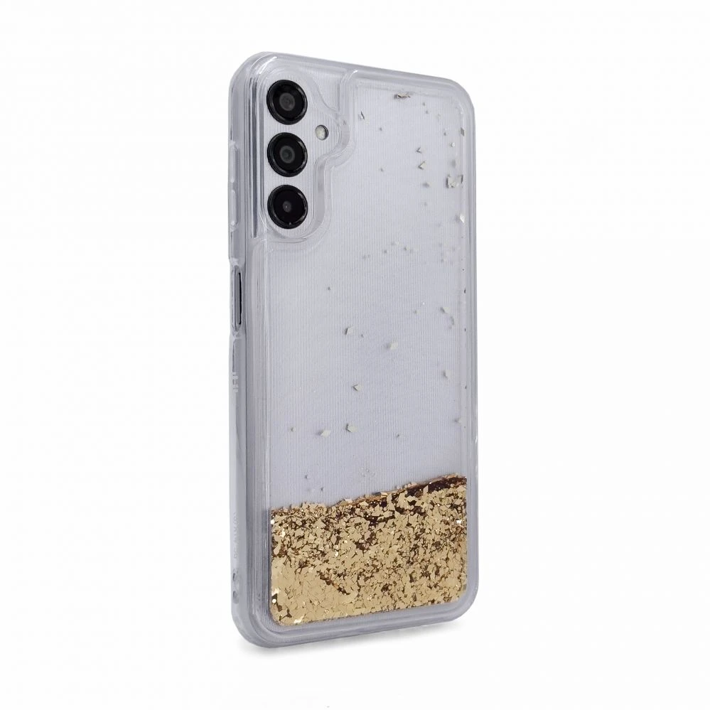 iLike Tylny pokrowiec Samsung Galaxy A14 5G Silikoninis dėklas Vanduo Glitter Gold ILISAMA14SWGG