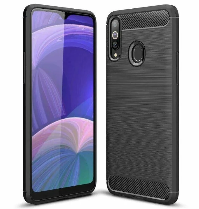 Pferd TakeMe CARBON efekto TPU itin plonas galinio dangtelio dėklas, skirtas Samsung Galaxy A20s (A207F) juodas